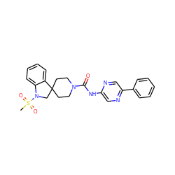 CS(=O)(=O)N1CC2(CCN(C(=O)Nc3cnc(-c4ccccc4)cn3)CC2)c2ccccc21 ZINC000000602627