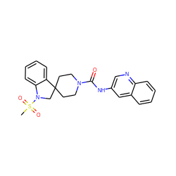 CS(=O)(=O)N1CC2(CCN(C(=O)Nc3cnc4ccccc4c3)CC2)c2ccccc21 ZINC000045284464