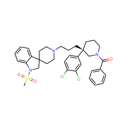 CS(=O)(=O)N1CC2(CCN(CCC[C@@]3(c4ccc(Cl)c(Cl)c4)CCCN(C(=O)c4ccccc4)C3)CC2)c2ccccc21 ZINC000028766446