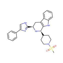 CS(=O)(=O)N1CCC([C@H]2N[C@@H](c3nc(-c4ccccc4)c[nH]3)Cc3c2[nH]c2ccccc32)CC1 ZINC000084714866