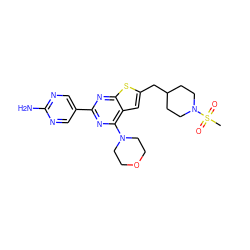 CS(=O)(=O)N1CCC(Cc2cc3c(N4CCOCC4)nc(-c4cnc(N)nc4)nc3s2)CC1 ZINC000082151426