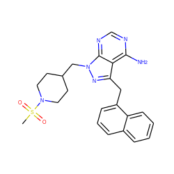 CS(=O)(=O)N1CCC(Cn2nc(Cc3cccc4ccccc34)c3c(N)ncnc32)CC1 ZINC000071295574