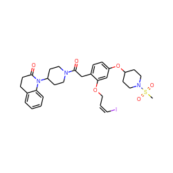 CS(=O)(=O)N1CCC(Oc2ccc(CC(=O)N3CCC(N4C(=O)CCc5ccccc54)CC3)c(OC/C=C\I)c2)CC1 ZINC000084587953