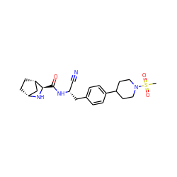 CS(=O)(=O)N1CCC(c2ccc(C[C@@H](C#N)NC(=O)[C@H]3N[C@@H]4CC[C@H]3C4)cc2)CC1 ZINC000221931313