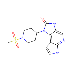 CS(=O)(=O)N1CCC(n2c(=O)[nH]c3cnc4[nH]ccc4c32)CC1 ZINC000118039218