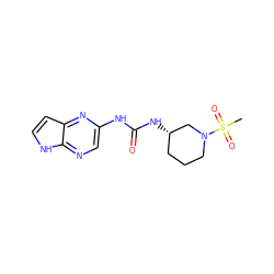 CS(=O)(=O)N1CCC[C@H](NC(=O)Nc2cnc3[nH]ccc3n2)C1 ZINC000118762541