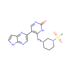 CS(=O)(=O)N1CCC[C@H](Nc2[nH]c(=O)ncc2-c2cnc3[nH]ccc3n2)C1 ZINC000168790223