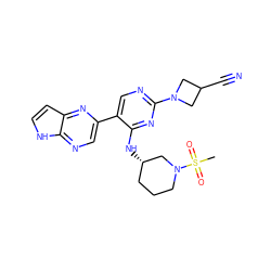 CS(=O)(=O)N1CCC[C@H](Nc2nc(N3CC(C#N)C3)ncc2-c2cnc3[nH]ccc3n2)C1 ZINC000168645313