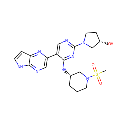 CS(=O)(=O)N1CCC[C@H](Nc2nc(N3CC[C@H](O)C3)ncc2-c2cnc3[nH]ccc3n2)C1 ZINC000168775247