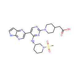 CS(=O)(=O)N1CCC[C@H](Nc2nc(N3CCC(CC(=O)O)CC3)ncc2-c2cnc3[nH]ccc3n2)C1 ZINC000168464352