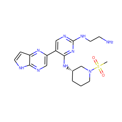 CS(=O)(=O)N1CCC[C@H](Nc2nc(NCCN)ncc2-c2cnc3[nH]ccc3n2)C1 ZINC000169700181