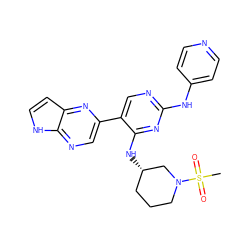 CS(=O)(=O)N1CCC[C@H](Nc2nc(Nc3ccncc3)ncc2-c2cnc3[nH]ccc3n2)C1 ZINC000168665069