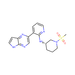 CS(=O)(=O)N1CCC[C@H](Nc2ncccc2-c2cnc3[nH]ccc3n2)C1 ZINC000168687133