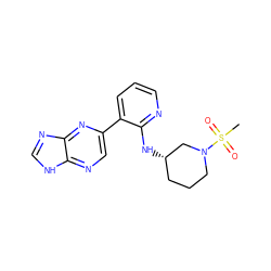 CS(=O)(=O)N1CCC[C@H](Nc2ncccc2-c2cnc3[nH]cnc3n2)C1 ZINC000168598290