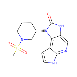 CS(=O)(=O)N1CCC[C@H](n2c(=O)[nH]c3cnc4[nH]ccc4c32)C1 ZINC000118037531