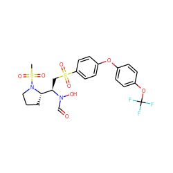 CS(=O)(=O)N1CCC[C@H]1[C@@H](CS(=O)(=O)c1ccc(Oc2ccc(OC(F)(F)F)cc2)cc1)N(O)C=O ZINC000026383238