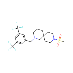 CS(=O)(=O)N1CCC2(CCCN(Cc3cc(C(F)(F)F)cc(C(F)(F)F)c3)C2)CC1 ZINC000004238036