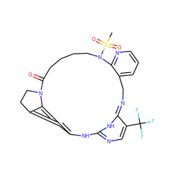 CS(=O)(=O)N1CCCCC(=O)N2CCc3cc(ccc32)NC2=NC=C(C(F)(F)F)C(=NCc3cccnc31)N2 ZINC000584905367