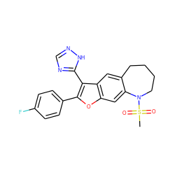 CS(=O)(=O)N1CCCCc2cc3c(-c4ncn[nH]4)c(-c4ccc(F)cc4)oc3cc21 ZINC000149633103