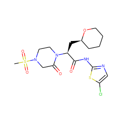 CS(=O)(=O)N1CCN([C@@H](C[C@@H]2CCCCO2)C(=O)Nc2ncc(Cl)s2)C(=O)C1 ZINC000095601580