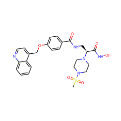 CS(=O)(=O)N1CCN([C@@H](CNC(=O)c2ccc(OCc3ccnc4ccccc34)cc2)C(=O)NO)CC1 ZINC000116375941