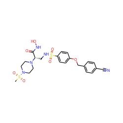 CS(=O)(=O)N1CCN([C@@H](CNS(=O)(=O)c2ccc(OCc3ccc(C#N)cc3)cc2)C(=O)NO)CC1 ZINC000114991755