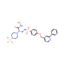 CS(=O)(=O)N1CCN([C@@H](CNS(=O)(=O)c2ccc(OCc3ccnc(-c4ccccc4)c3)cc2)C(=O)NO)CC1 ZINC000114992770