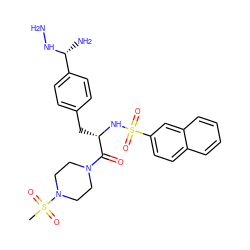 CS(=O)(=O)N1CCN(C(=O)[C@H](Cc2ccc([C@@H](N)NN)cc2)NS(=O)(=O)c2ccc3ccccc3c2)CC1 ZINC000025994892