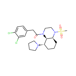 CS(=O)(=O)N1CCN(C(=O)Cc2ccc(Cl)c(Cl)c2)[C@@H]2[C@@H](N3CCCC3)CCC[C@@H]21 ZINC001772590310