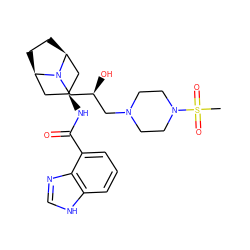 CS(=O)(=O)N1CCN(C[C@H](O)CN2[C@H]3CC[C@@H]2C[C@H](NC(=O)c2cccc4[nH]cnc24)C3)CC1 ZINC000101687408