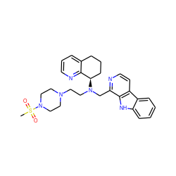 CS(=O)(=O)N1CCN(CCN(Cc2nccc3c2[nH]c2ccccc23)[C@@H]2CCCc3cccnc32)CC1 ZINC000208472480