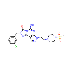 CS(=O)(=O)N1CCN(CCn2ncc3c2nc(N)n2c(=O)n(Cc4cccc(Cl)c4)nc32)CC1 ZINC000071318933