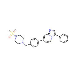 CS(=O)(=O)N1CCN(Cc2ccc(-c3ccn4c(-c5ccccc5)cnc4c3)cc2)CC1 ZINC000014944991