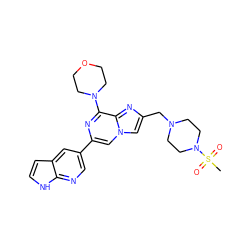 CS(=O)(=O)N1CCN(Cc2cn3cc(-c4cnc5[nH]ccc5c4)nc(N4CCOCC4)c3n2)CC1 ZINC000084690305