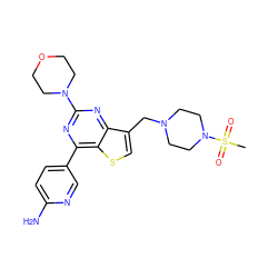 CS(=O)(=O)N1CCN(Cc2csc3c(-c4ccc(N)nc4)nc(N4CCOCC4)nc23)CC1 ZINC000205712617