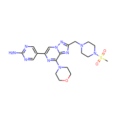 CS(=O)(=O)N1CCN(Cc2nc3c(N4CCOCC4)nc(-c4cnc(N)nc4)cn3n2)CC1 ZINC000198771886