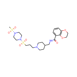 CS(=O)(=O)N1CCN(S(=O)(=O)CCCN2CCC(CNC(=O)c3cccc4c3OCCO4)CC2)CC1 ZINC000028344096