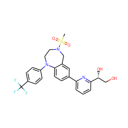 CS(=O)(=O)N1CCN(c2ccc(C(F)(F)F)cc2)c2ccc(-c3cccc([C@H](O)CO)n3)cc2C1 ZINC000230509175