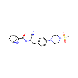 CS(=O)(=O)N1CCN(c2ccc(C[C@@H](C#N)NC(=O)[C@H]3N[C@@H]4CC[C@H]3C4)cc2)CC1 ZINC000221935158