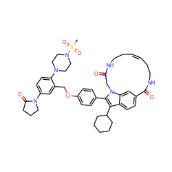 CS(=O)(=O)N1CCN(c2ccc(N3CCCC3=O)cc2COc2ccc(-c3c(C4CCCCC4)c4ccc5cc4n3CC(=O)NCC/C=C\CCNC5=O)cc2)CC1 ZINC000096172337