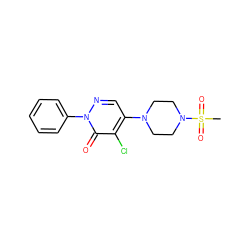 CS(=O)(=O)N1CCN(c2cnn(-c3ccccc3)c(=O)c2Cl)CC1 ZINC000000811865