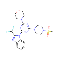 CS(=O)(=O)N1CCN(c2nc(N3CCOCC3)nc(-n3c(C(F)F)nc4ccccc43)n2)CC1 ZINC000113914718