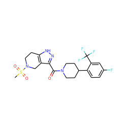 CS(=O)(=O)N1CCc2[nH]nc(C(=O)N3CCC(c4ccc(F)cc4C(F)(F)F)CC3)c2C1 ZINC001772639047