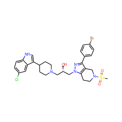 CS(=O)(=O)N1CCc2c(c(-c3ccc(Br)cc3)nn2C[C@@H](O)CN2CCC(c3c[nH]c4ccc(Cl)cc34)CC2)C1 ZINC000028824402