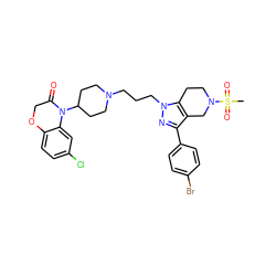 CS(=O)(=O)N1CCc2c(c(-c3ccc(Br)cc3)nn2CCCN2CCC(N3C(=O)COc4ccc(Cl)cc43)CC2)C1 ZINC000034804791