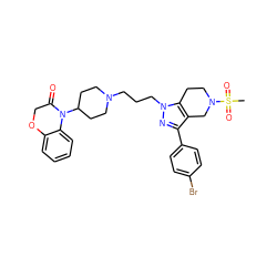 CS(=O)(=O)N1CCc2c(c(-c3ccc(Br)cc3)nn2CCCN2CCC(N3C(=O)COc4ccccc43)CC2)C1 ZINC000034804880