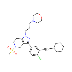 CS(=O)(=O)N1CCc2c(c(-c3ccc(Cl)c(C#CC4CCCCC4)c3)nn2CCCN2CCOCC2)C1 ZINC000049709915