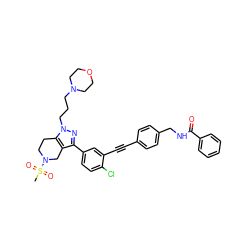 CS(=O)(=O)N1CCc2c(c(-c3ccc(Cl)c(C#Cc4ccc(CNC(=O)c5ccccc5)cc4)c3)nn2CCCN2CCOCC2)C1 ZINC000049695325