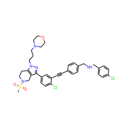 CS(=O)(=O)N1CCc2c(c(-c3ccc(Cl)c(C#Cc4ccc(CNCc5ccc(Cl)cc5)cc4)c3)nn2CCCN2CCOCC2)C1 ZINC000049695238