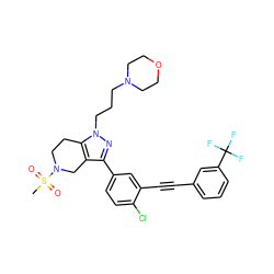 CS(=O)(=O)N1CCc2c(c(-c3ccc(Cl)c(C#Cc4cccc(C(F)(F)F)c4)c3)nn2CCCN2CCOCC2)C1 ZINC000049694650